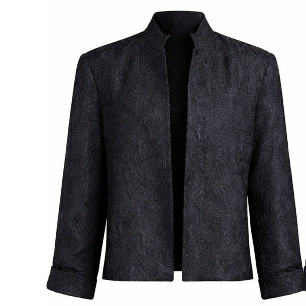 Vintage Toni Morgan Black Jacquard Textured Blazer – Women's XL